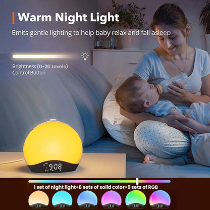 Sunrise Alarm Clock with White Noise, Bluetooth & Color Night Light