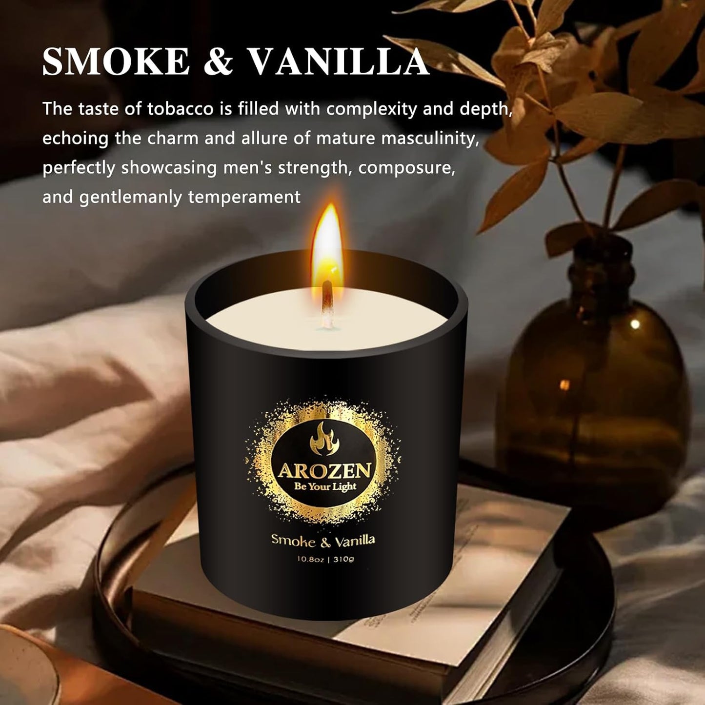 Mahogany Teakwood Soy Candle for Men, 10.8oz