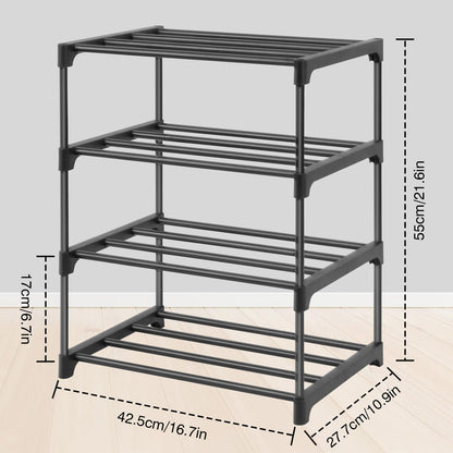 4-Tier Narrow Shoe Rack for Small Spaces