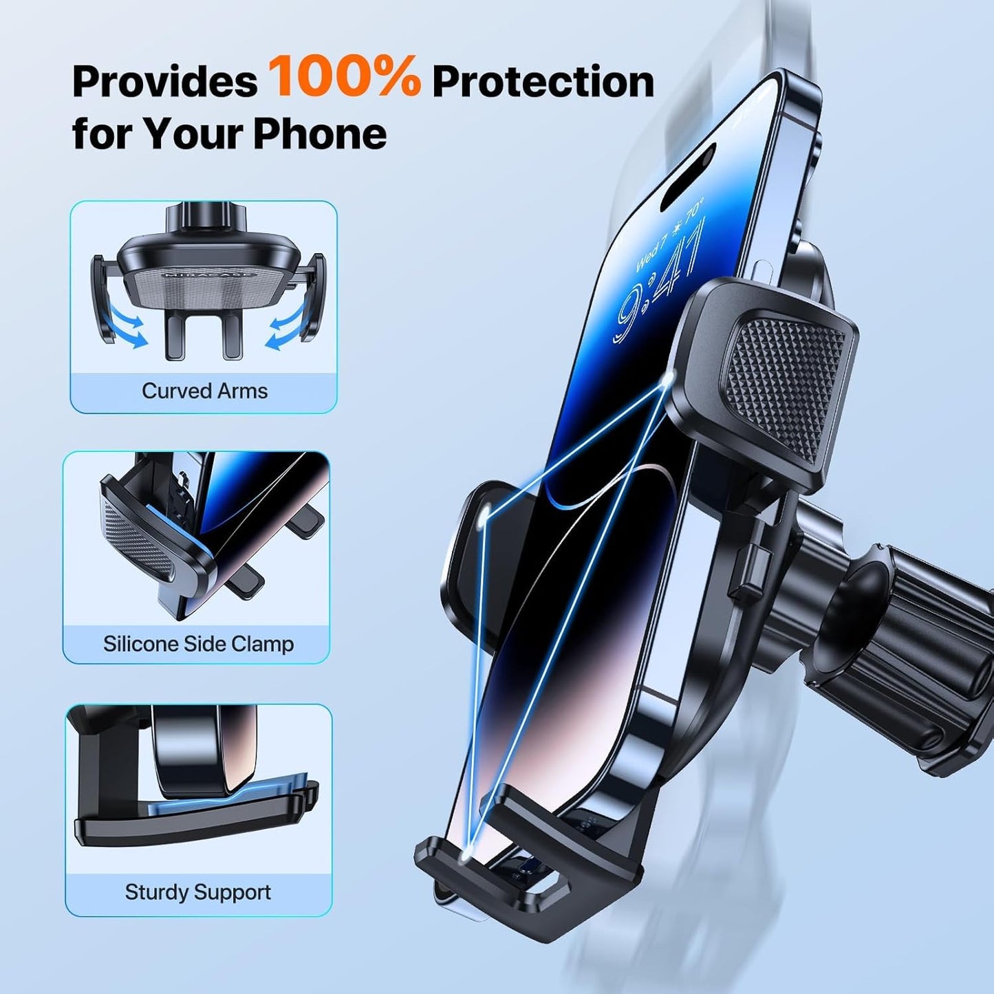Universal Air Vent Car Phone Holder with Metal Hook Clip