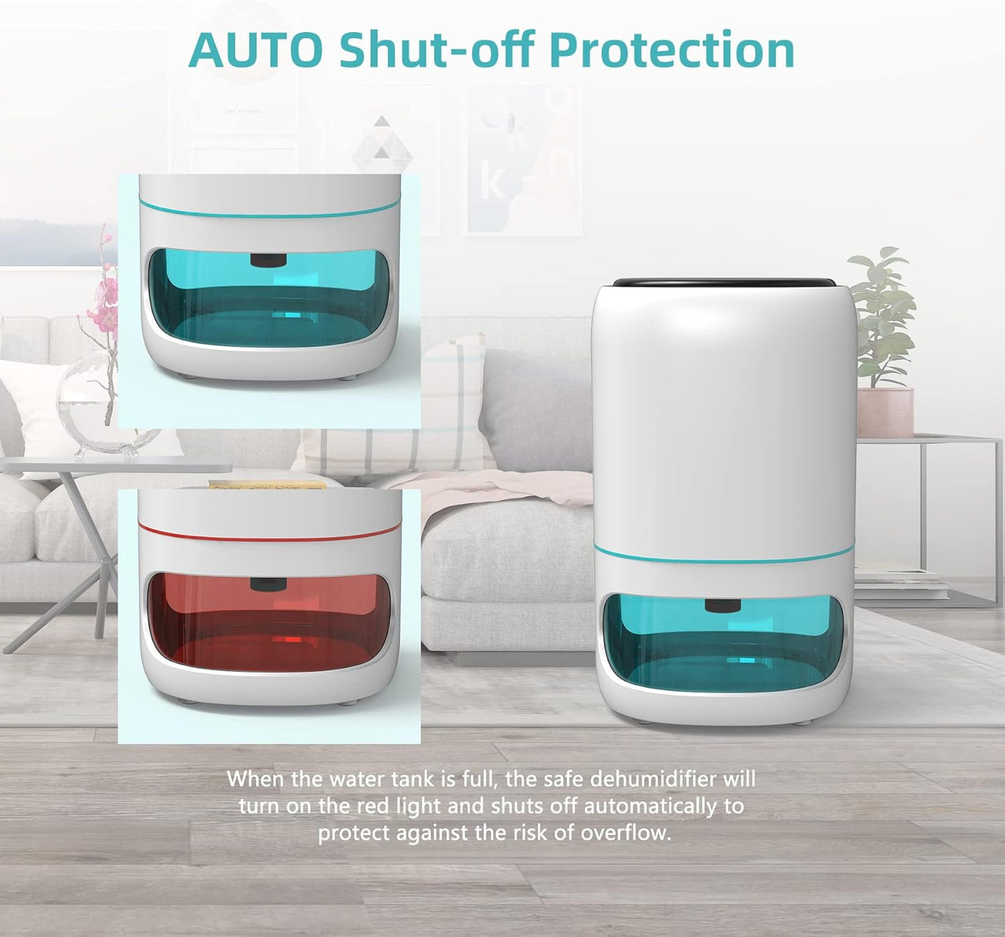 1000ml Mini Dehumidifier with Air Purifier & 7-Color LED Light