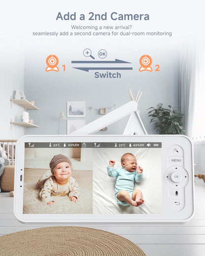 WiFi Baby Monitor with 5-Inch Display, Camera & Two-Way Audio