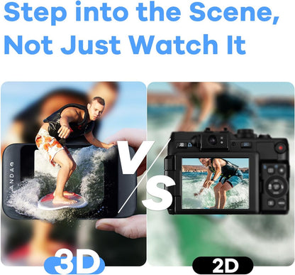 8K 3D Camera with Integrated Viewer & 4K 60FPS Video Recording