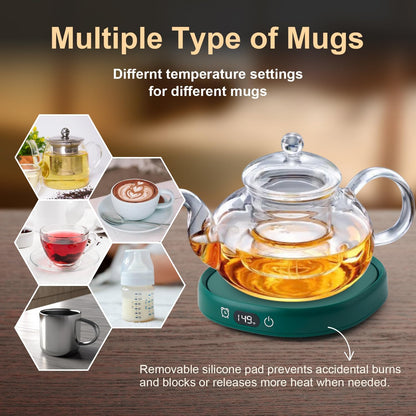 Coffee Mug Warmer Set with Cute Cat Mug & Auto Shut-Off
