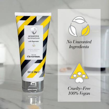 Sensitive Face & Beard Scrub for Men with Peppermint