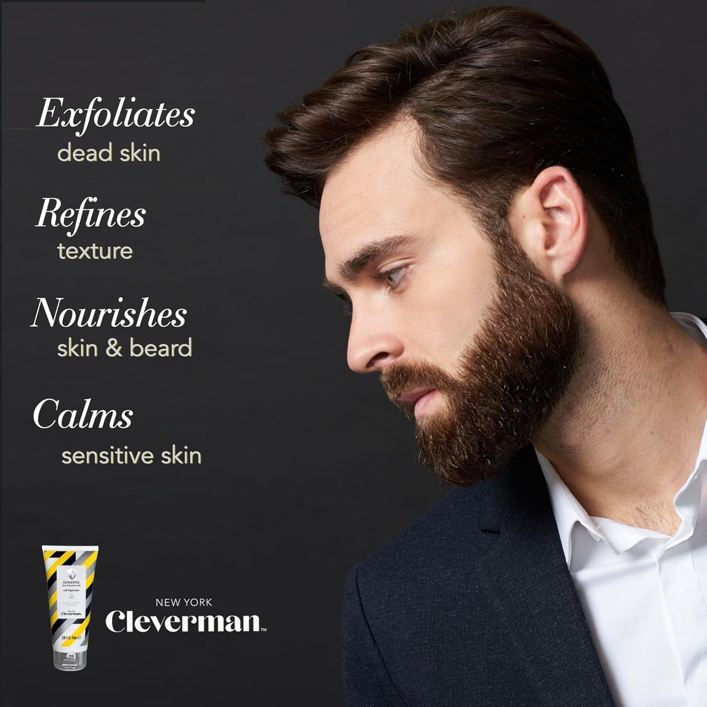 Sensitive Face & Beard Scrub for Men with Peppermint