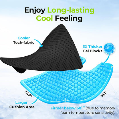 Cooling Gel Wheelchair Seat Cushion with Memory Foam Support
