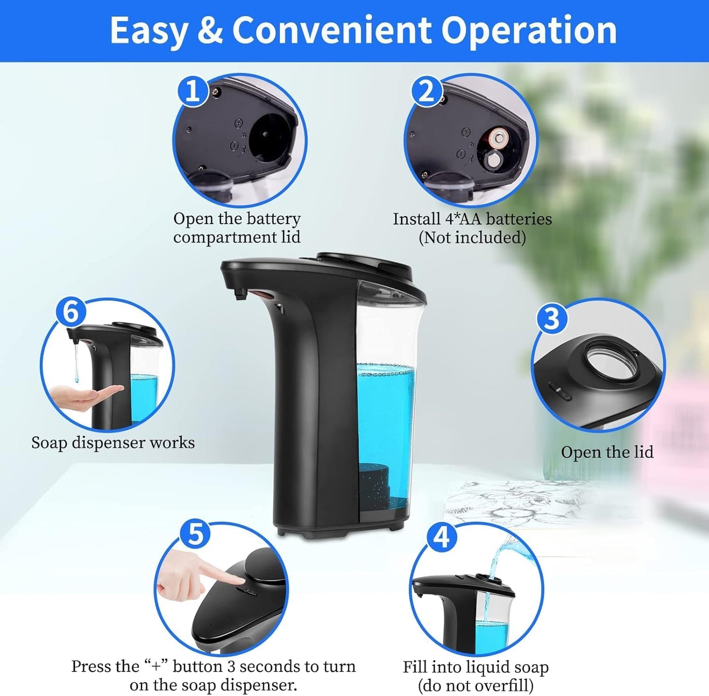 500ml Touchless Automatic Soap Dispenser with Adjustable Volume Control