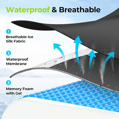 Cooling Gel Wheelchair Seat Cushion with Memory Foam Support