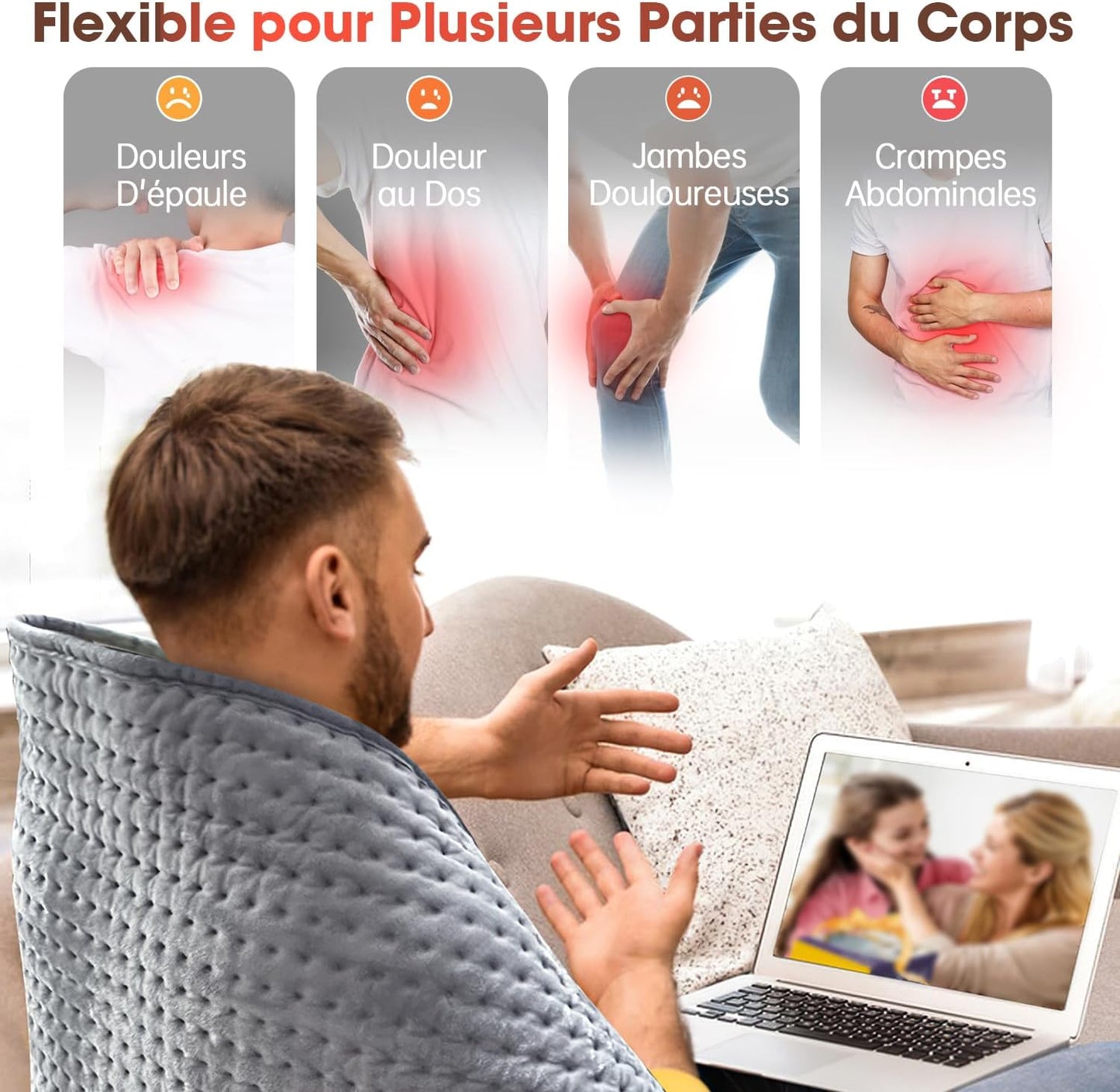 XXL 20x40 Electric Heating Pad with Auto Shut-Off & 6 Heat Settings