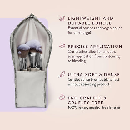 Travel Makeup Brush Set with Pouch for Face & Eye Makeup