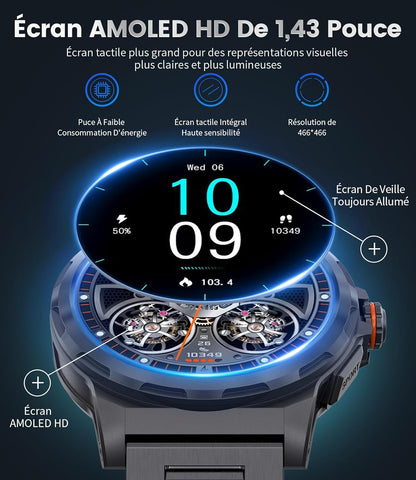 1.43-Inch AMOLED Smart Watch with Bluetooth Calling & Health Monitor
