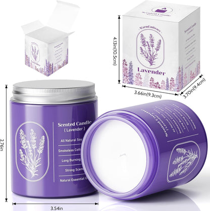 4-Pack Lavender Scented Candles in Purple Glass Jars