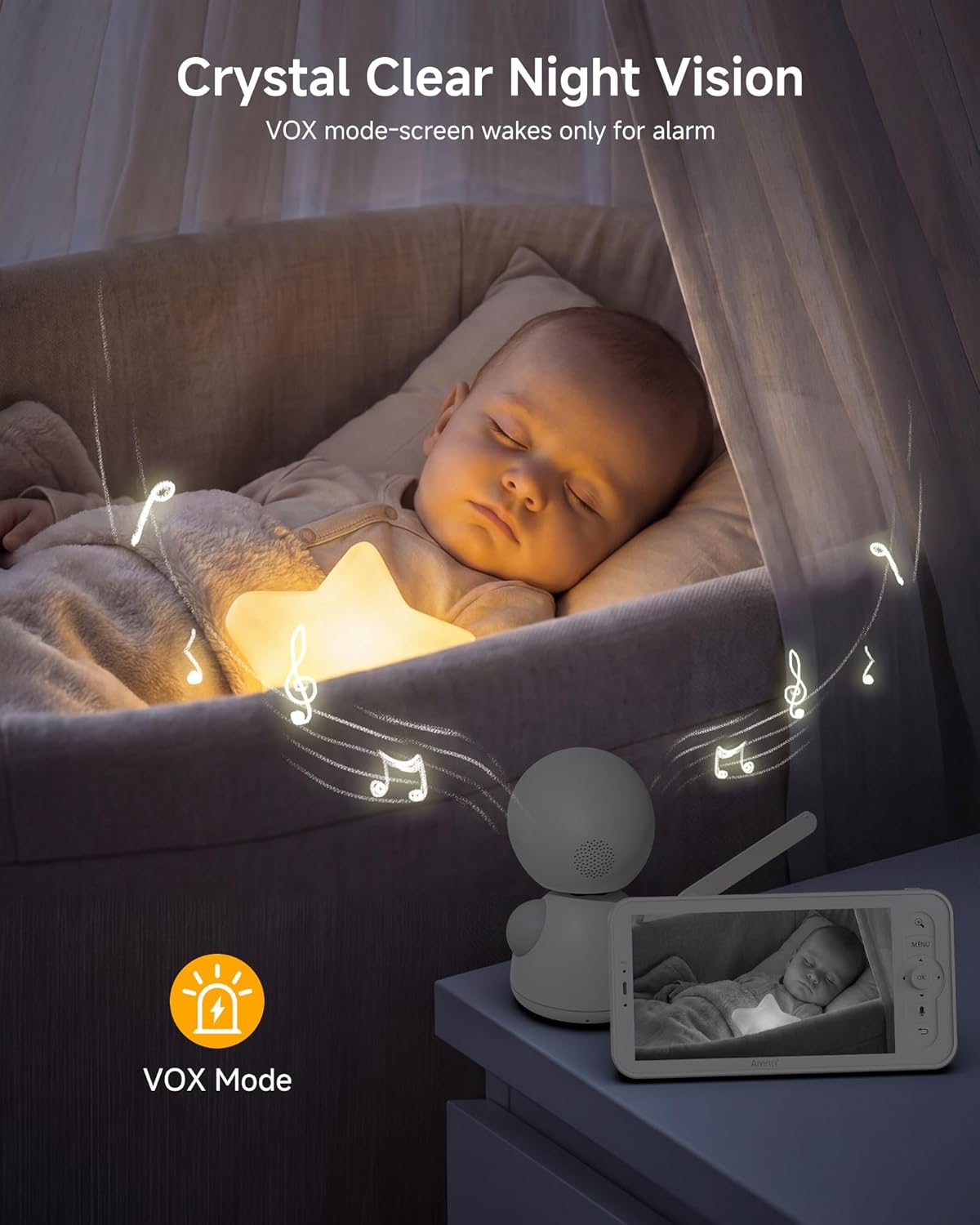 WiFi Baby Monitor with 5-Inch Display, Camera & Two-Way Audio