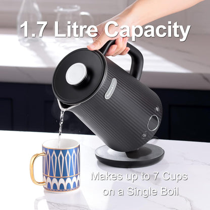 1.7L Double Wall Stainless Steel Electric Kettle with Auto Shut-Off
