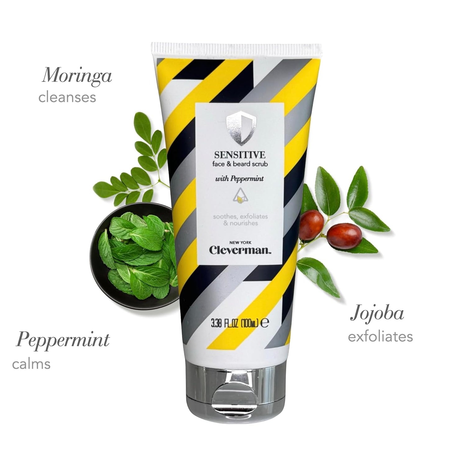 Sensitive Face & Beard Scrub for Men with Peppermint