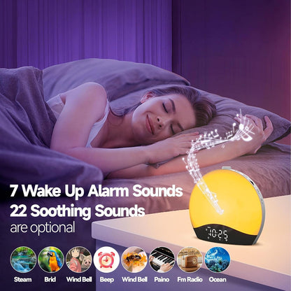 Sunrise Alarm Clock with White Noise, Bluetooth & Color Night Light