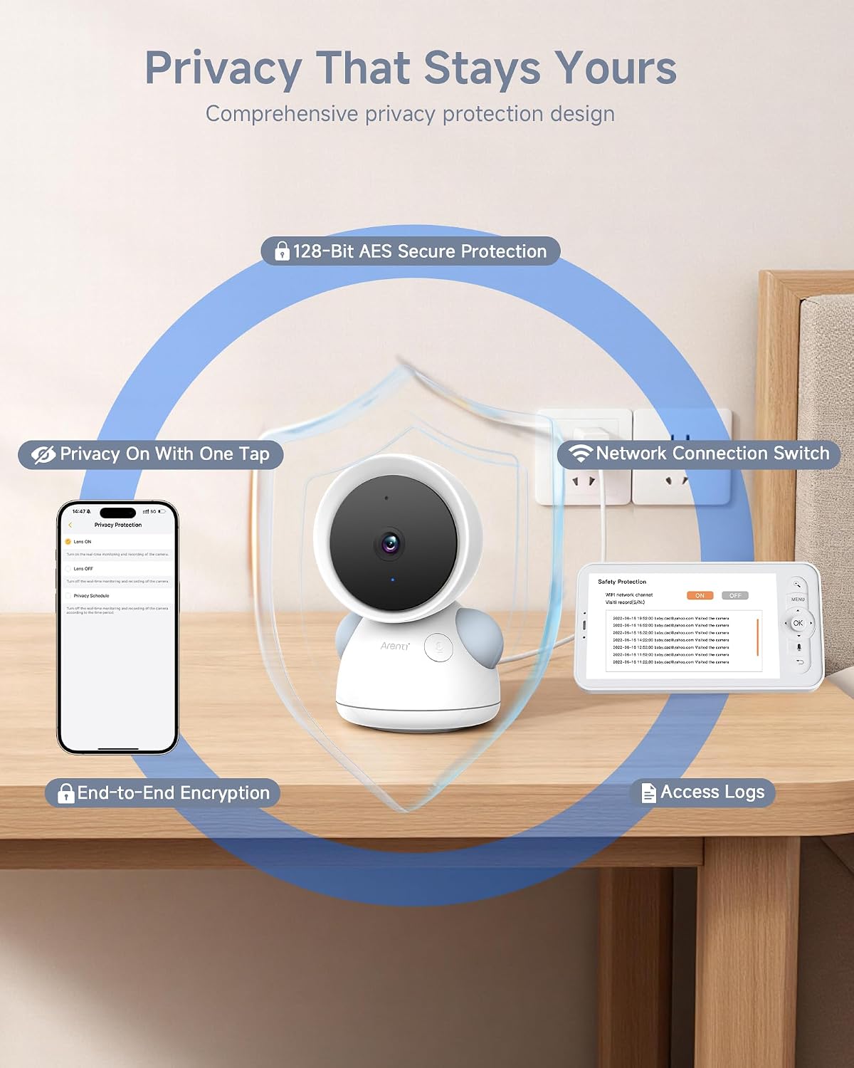 WiFi Baby Monitor with 5-Inch Display, Camera & Two-Way Audio