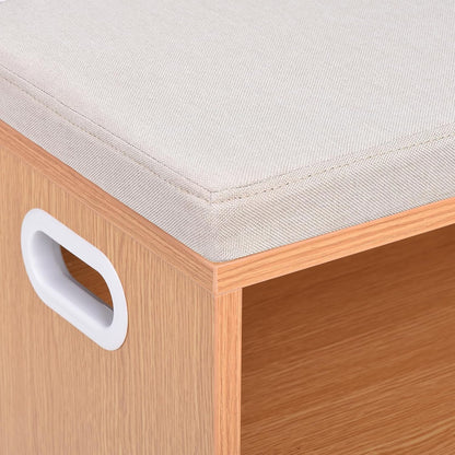 Small Entryway Shoe Bench with Cushion & Storage