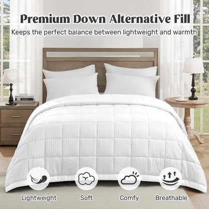 Queen Size Lightweight Down Alternative Blanket with Satin Trim