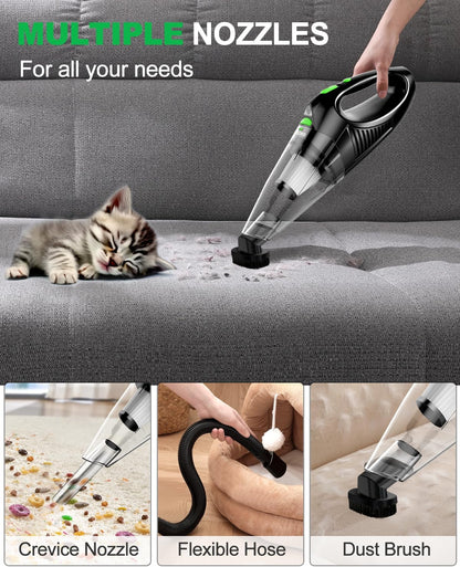 120W Cordless Handheld Vacuum Cleaner with LED Light & HEPA Filter