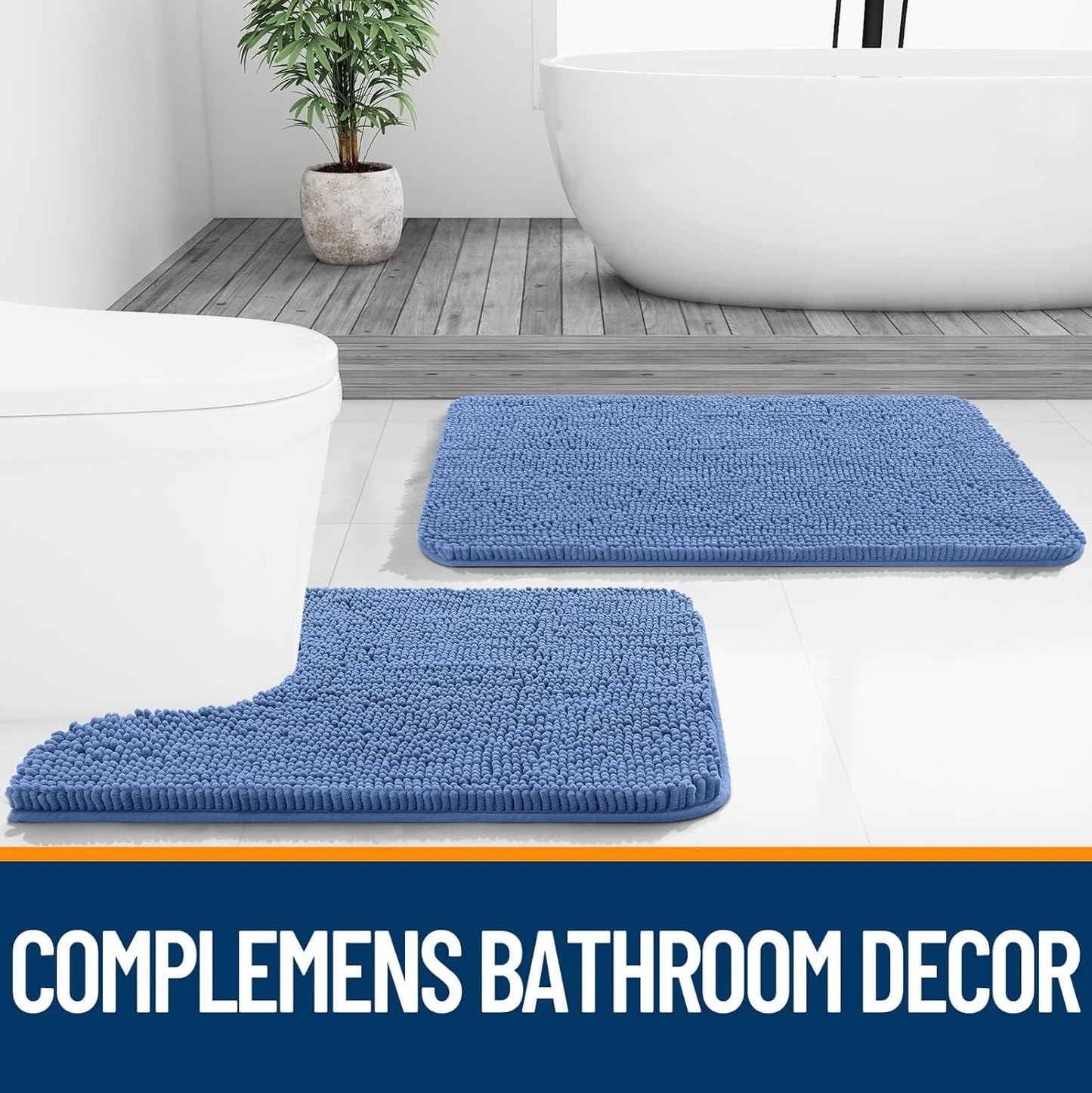 Extra Soft Chenille Bathroom Rug with Rubber Backing
