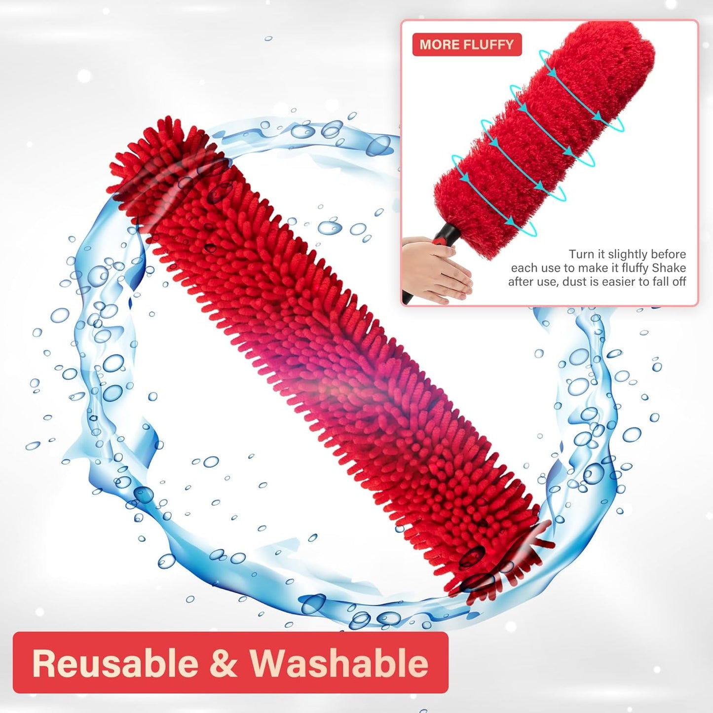 24 ft Extendable Cleaning Pole with Cobweb & Fan Duster Tools