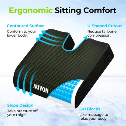 Cooling Gel Wheelchair Seat Cushion with Memory Foam Support