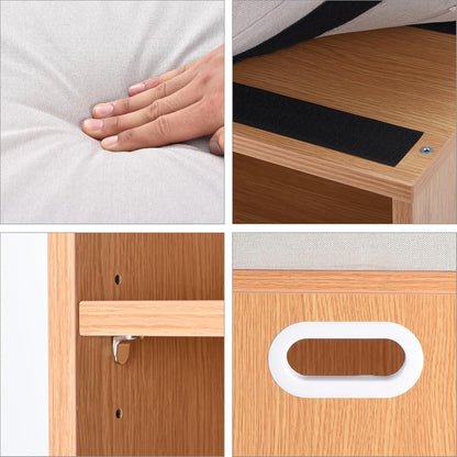 Small Entryway Shoe Bench with Cushion & Storage