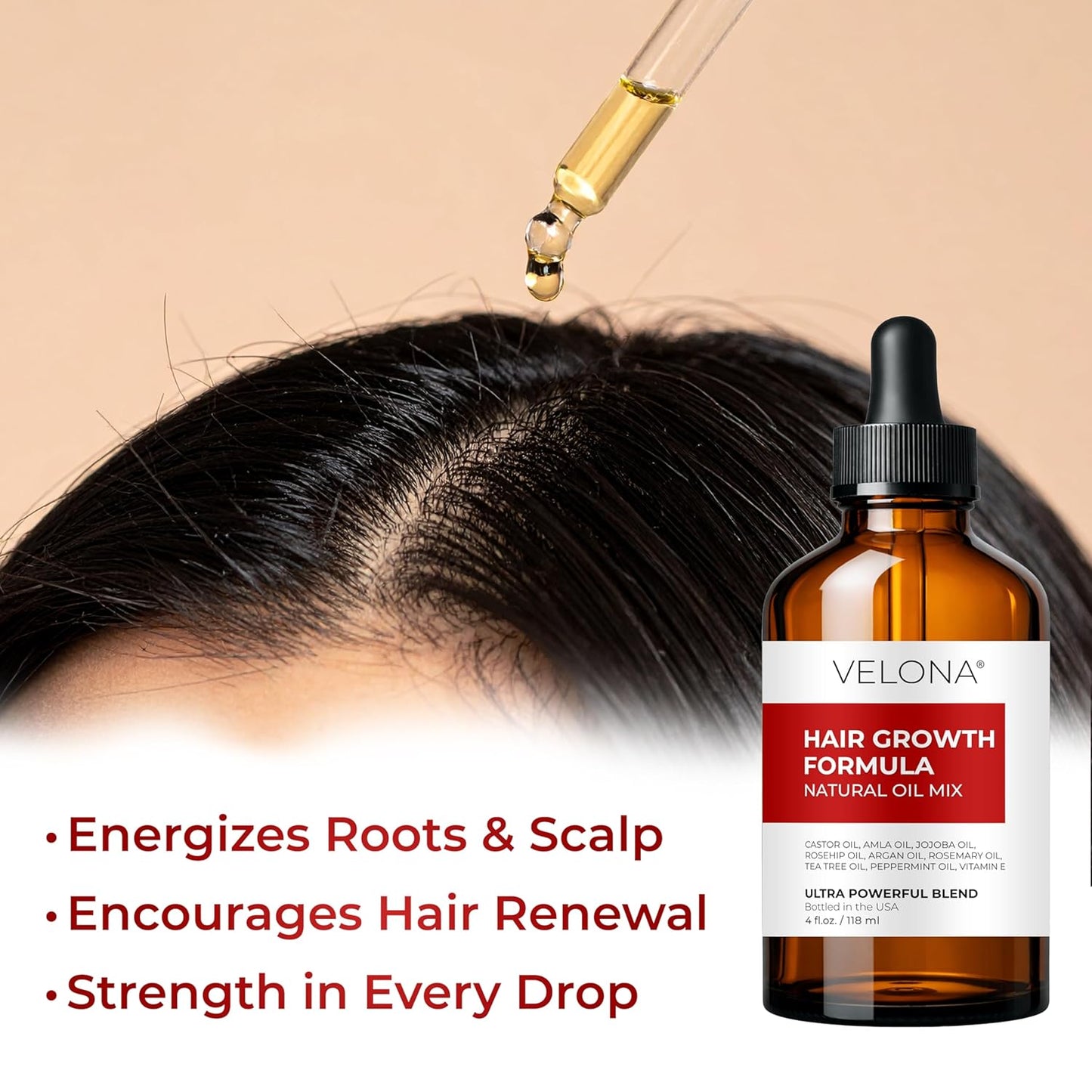 Natural Hair Growth Oil Blend with Rosemary & Castor Oil