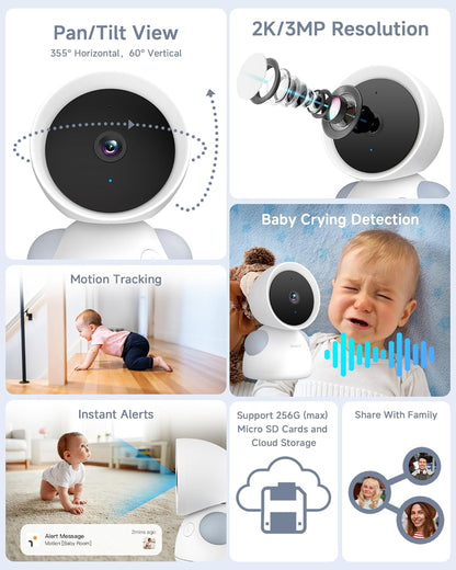 WiFi Baby Monitor with 5-Inch Display, Camera & Two-Way Audio