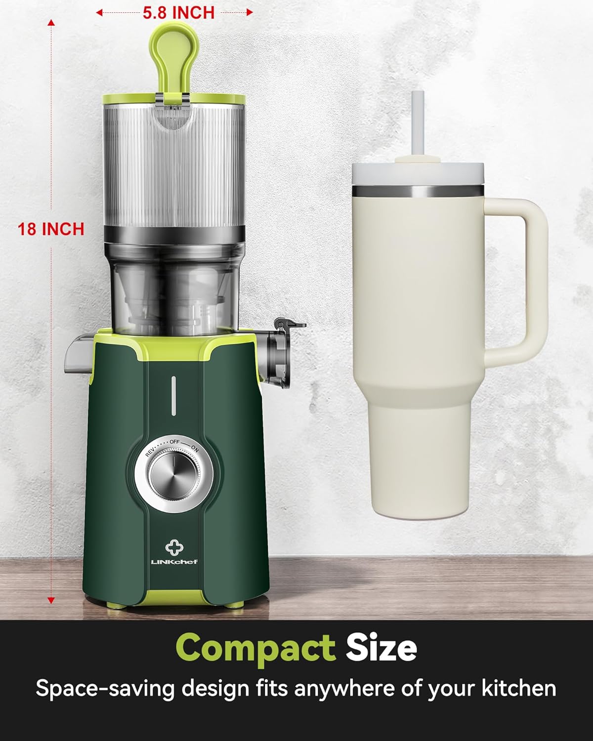 200W Cold Press Juicer with 4.35-Inch Wide Feed Chute