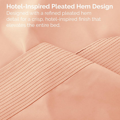 King Size Pleated Microfiber Sheet Set with 21-Inch Extra Deep Pockets