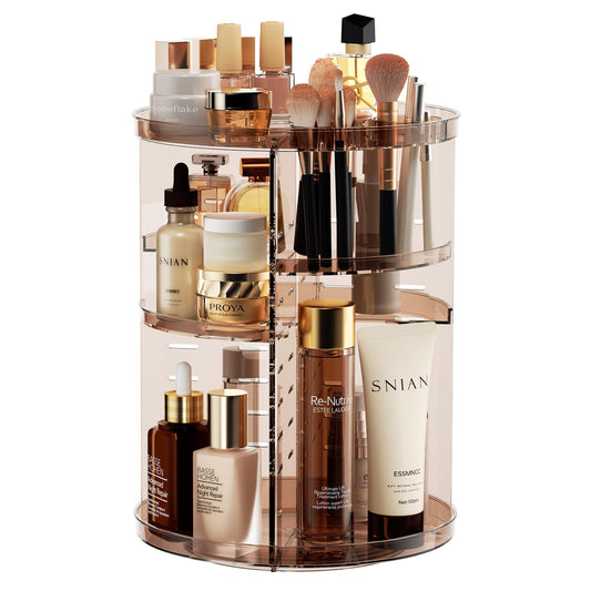 Rotating Makeup Organizer with Adjustable Trays