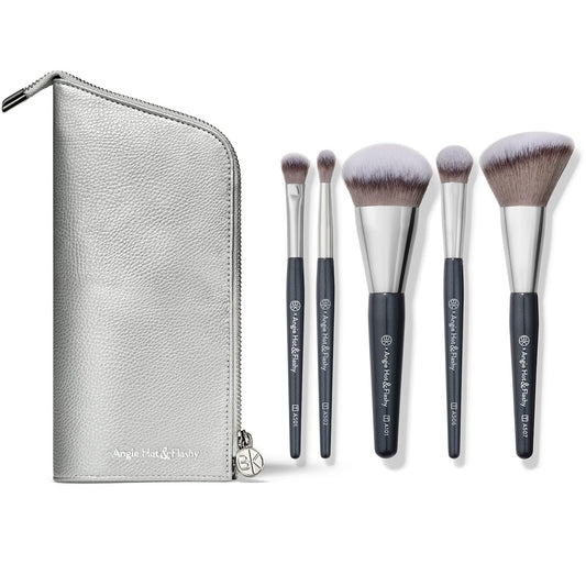 Travel Makeup Brush Set with Pouch for Face & Eye Makeup