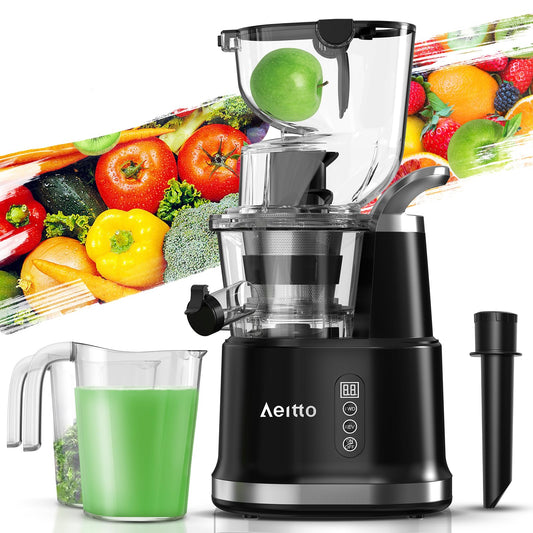 Cold Press Slow Masticating Juicer with Large Feed Chute & High Juice Yield